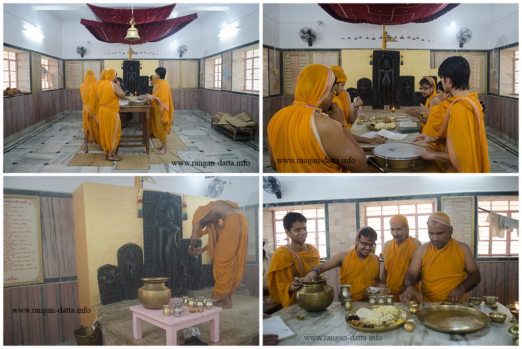 Jain Devotes perform rituals at the Jain Temple in Mahadeb Berya (Jambad), Purulia District